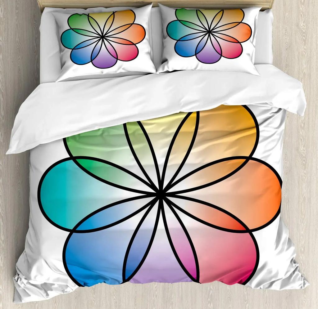 Комплект постельного белья Flower of Life, темно-синий, размера Queen, с геометрическим принтом звезд, комплект постельного белья из 2/3 предметов, пододеяльник для детей подростков и взрослых