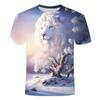 Summer Lion Pattern Digital Printing T-shirt Fashion Short Sleeve Harajuku TShirts