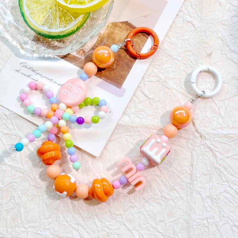 Candy Color Phone Buckle Beads Cute Lanyards Bead Chain Pendant For Phone Strap