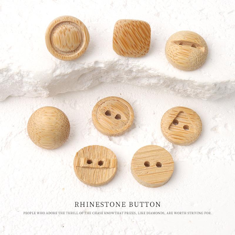 5pcs Primary Color Bread Natural Bamboo Buttons Cotton And Linen Literary Shirt Buttons Retro Sweater Cardigan Cheongsam Hanfu Buttons