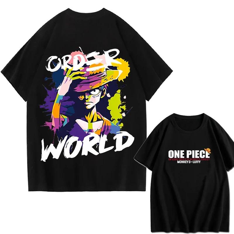2026 ONE PIECE Зоро Луффи Gear Печатная Свободная Хлопковая Футболка с Коротким Рукавом Летний Стиль Хлопок Унисекс Одежда Хип-Хоп Уличная Одежда Оверсайз Футболка