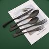 5PCS Service for 1 Matte Black Dinnerware Cutlery Set with Steak Knife Family Eating Utensils 18/10 Stainless Steel Flatware Silverware
