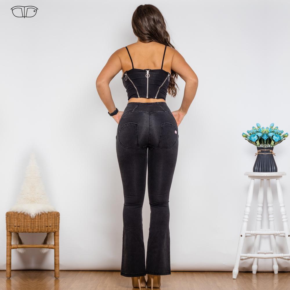 Shascullfites Shaper Set Bodysuit Push Up Top Black Jeans Zipper Crop Top High Waist Flare Jeans Two Piece Sets Womens Outifits