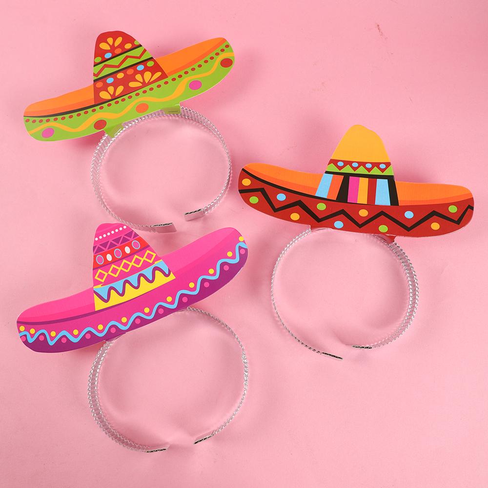 6 шт. Мексиканские тематические украшения для вечеринки Шляпы Cinco De Mayo Обручи Dia De Muertos Подарки для гостей Вечеринка Сомбреро Обруч для волос