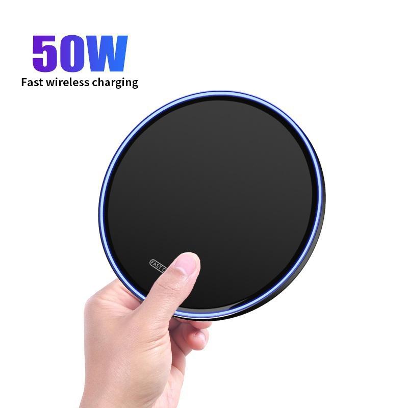 NEW 50W Qi Wireless Charger Fast Charging Pad for All Qi Standard iPhone Samsung Huawei Xiaomi Android Mobile Phone
