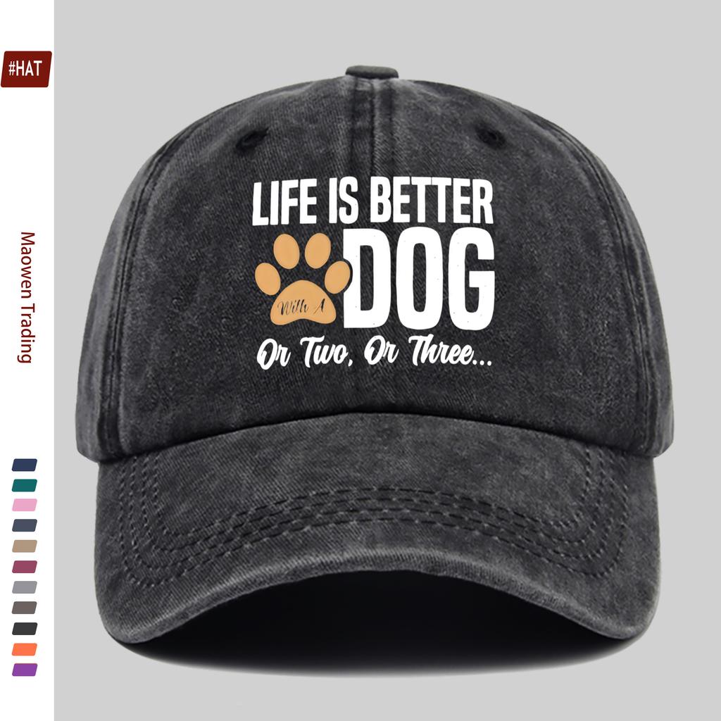 pc LIFE IS BETTER with A DOG Letter Print Baseball Cap Casual Style Decorative Hat Comfortable and Lightweight Sun Hat Adj