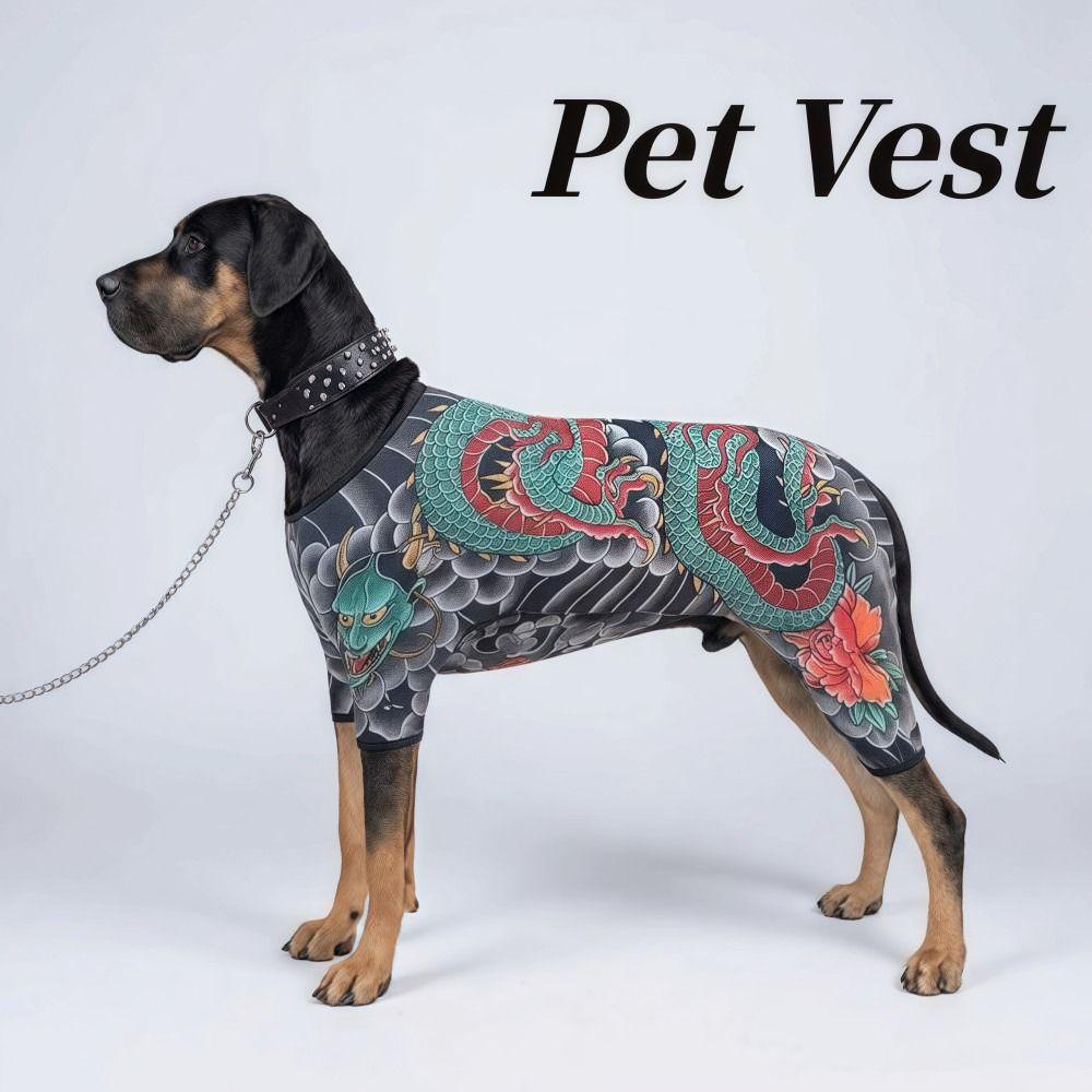 Four Seasons Pet Tattoo Vest Funny Pet Clothes Creativity Dog Cat Tattoo Jacket  For Pet S To 6XL