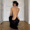 Women's New Spice Girls Sexy Side Split Large Backless Slimming See-Through Dresses