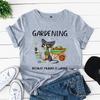 Summer Short Sleeved T-shirt Printed with Black Cat Gardening Casual Loose Top, Fashionable Pure Cotton T-Shirts Women’s