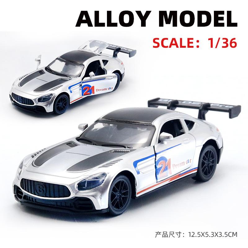 AAZN1 [Boxed] 1:36 Alloy Racing Model Boy Three Doors Pull Back Graffiti Car Gift Wholesale Cross-border