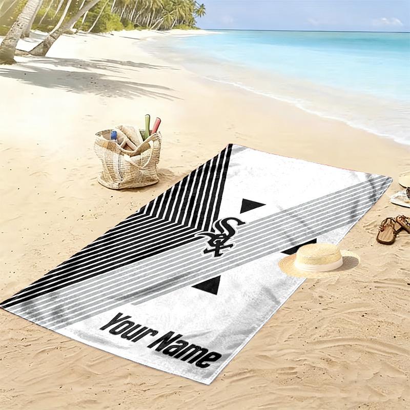 Name Custom Chicago White Sox Print Beach Towel, Large Soft Quick Dry Towel for Beach Camping Swimming