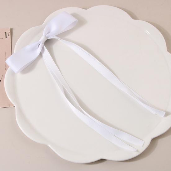 Women Hair Clip Bow Satin Retro Long Ribbon Large Size Solid Color Anti-slip Hair Ponytail Decoration Hairpin Hair Accessory Hair Barrettes