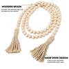 Wooden Beads Rope 148cm Home Decor Burlap Tassels Rustic Farmhouse Curtain DIY Craft Christmas Tree Home Party Decorations