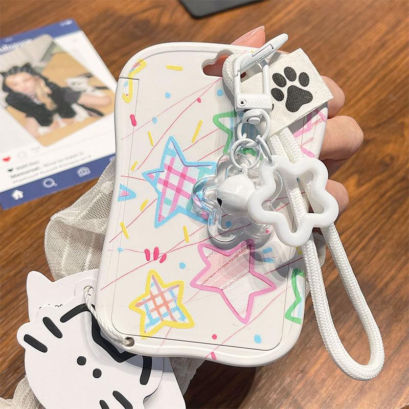 New New Student School Card Protective Cover With Star Pendant Keychain Photo Card Display Backpack Small Pendant ID Card Holder