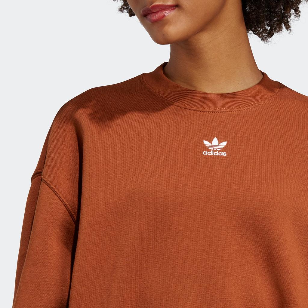 adidas Оригинальный трилистник, однотонный логотип, толстовка с длинными рукавами и круглым вырезом, женская толстовка ржаво-серого цвета IK7695