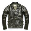 Chinese Size Unique Army Green Motorcycle Jacket Men Leather Jacket 100% Oil Wax Cowhide Motor Biker Jacket Male Leather Coat Winter M455