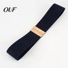 Fashion Metal Buckle Belt Wide Elastic Waist Belt, Adjustable Stretchy with Slimming Shapewear Square Buckle, Stylish Waistband for Dresses And Jeans