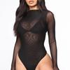 Sexy Tight One-piece Bottoming Bikini Temptation See-through Mesh Long-sleeved Beach Swimsuit
