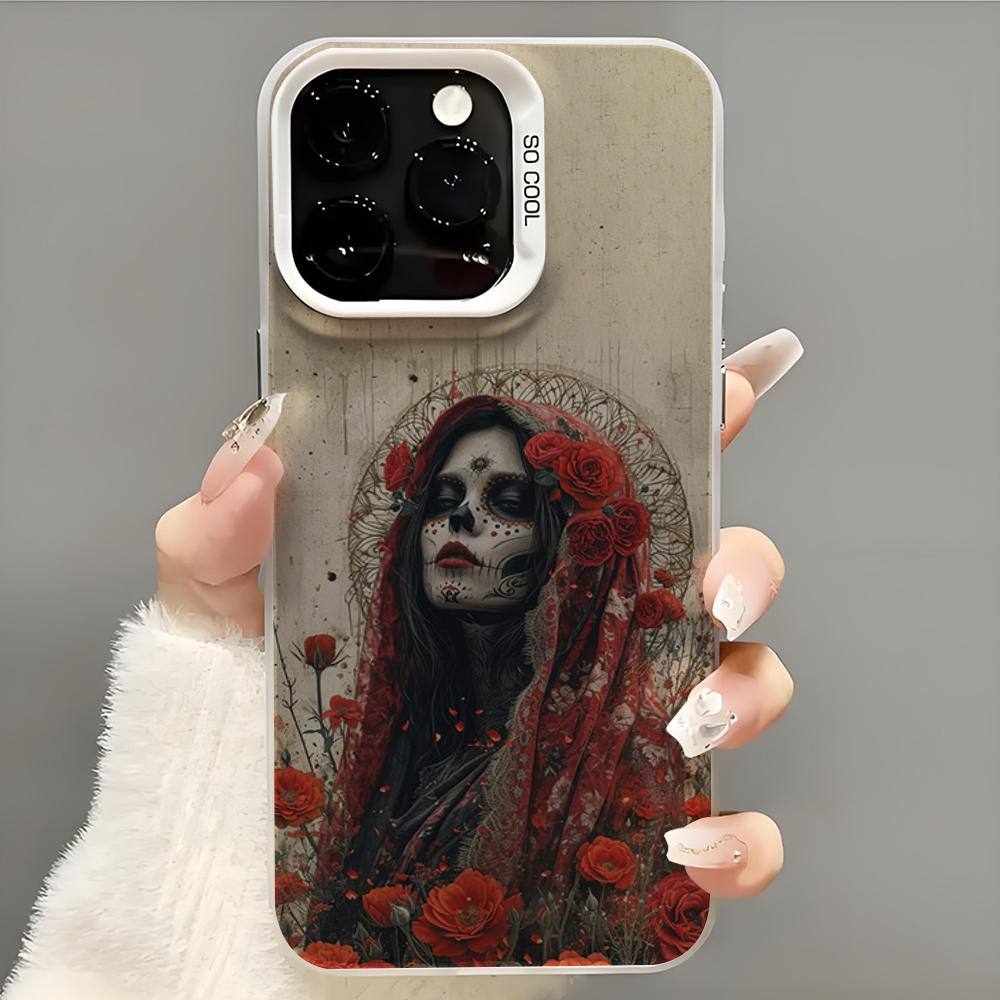 Чехол для телефона Санта Муэрте Чехол для телефона для iPhone 14 16 15 11 12 13 Pro Max Mini Plus Ударопрочный чехол