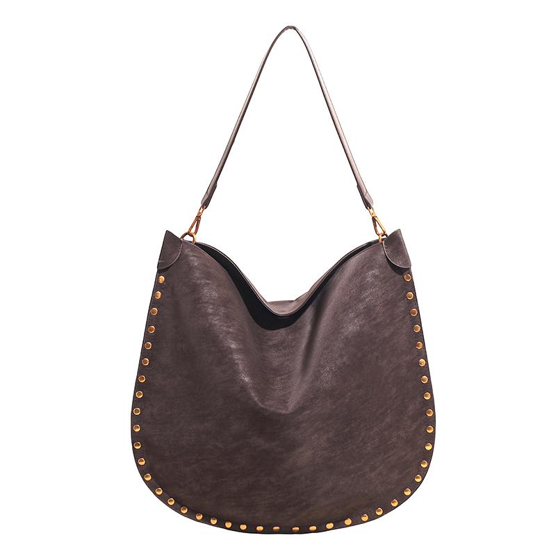 Persality Horseshoe Shape PU Solid Hasp Women's Shoulder Bags Exquisite Rivets Large Capacity Versatile Crossbody Bag