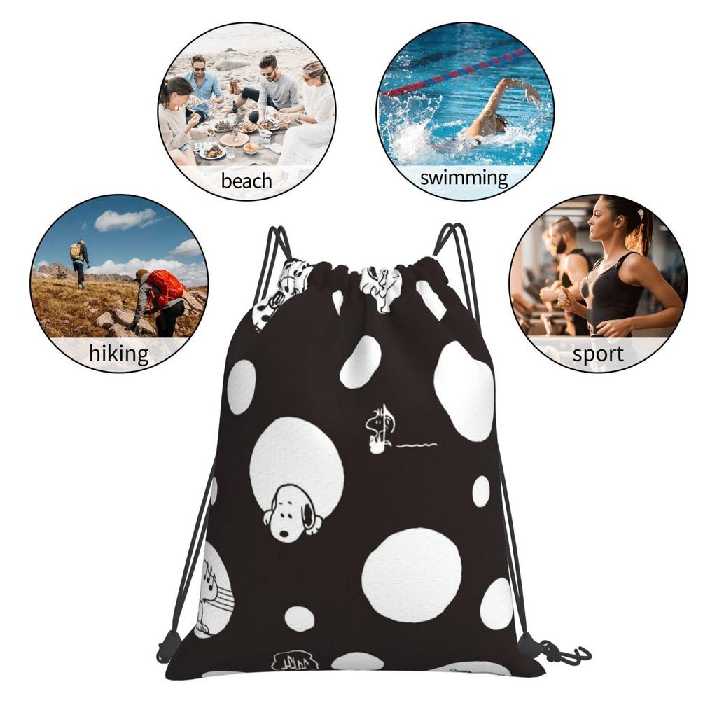 Спортивный мешок Snoopy, рюкзак со шнурком для использования, милый, легкий, стильный, складной, большой емкости, спортивная сумка, моющийся, персонаж, унисекс [AGGZOM]