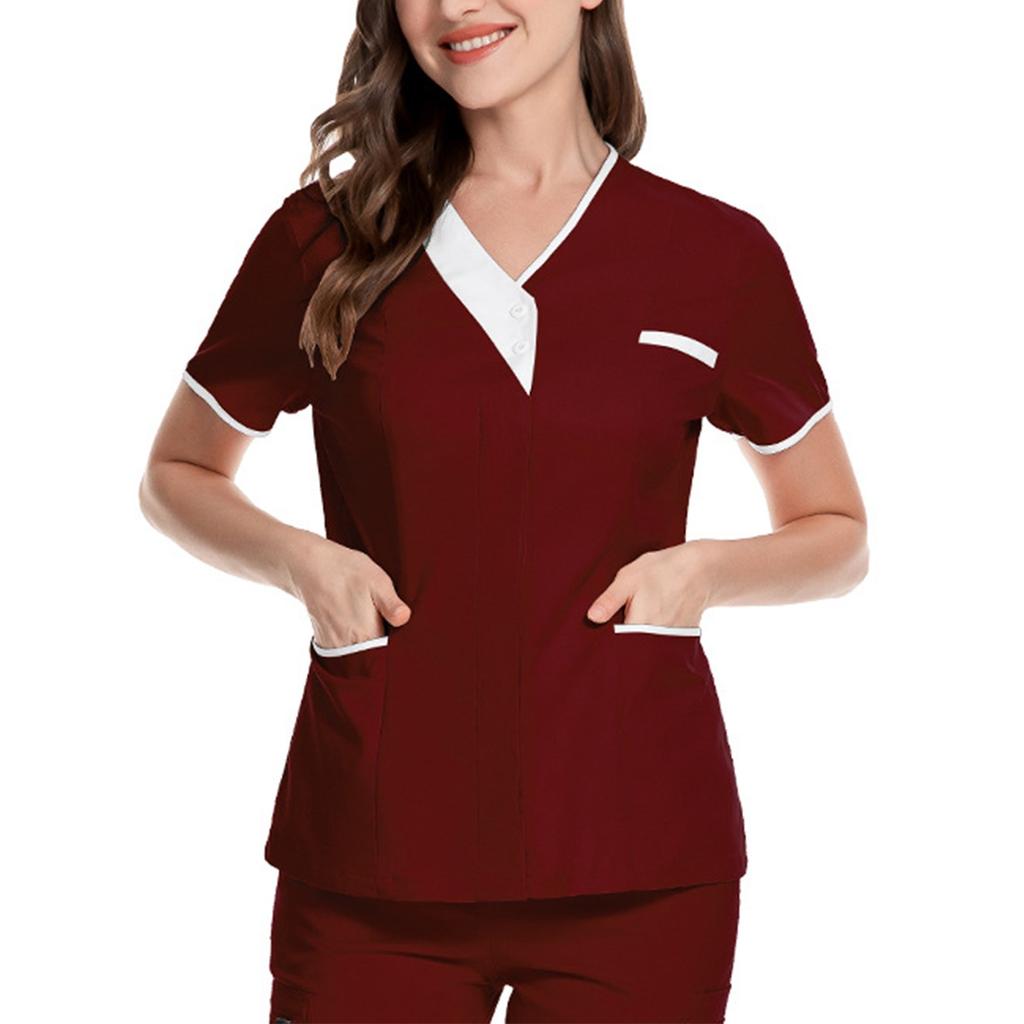 S12 Женская туника для медсестер, униформа, защитная одежда с v-образным вырезом для клиники, топы