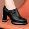 Модные весенне-осенние новые черные туфли-лодочки с круглым носком, толстым высоким каблуком, на молнии сбоку, повседневные туфли на платформе, женская обувь