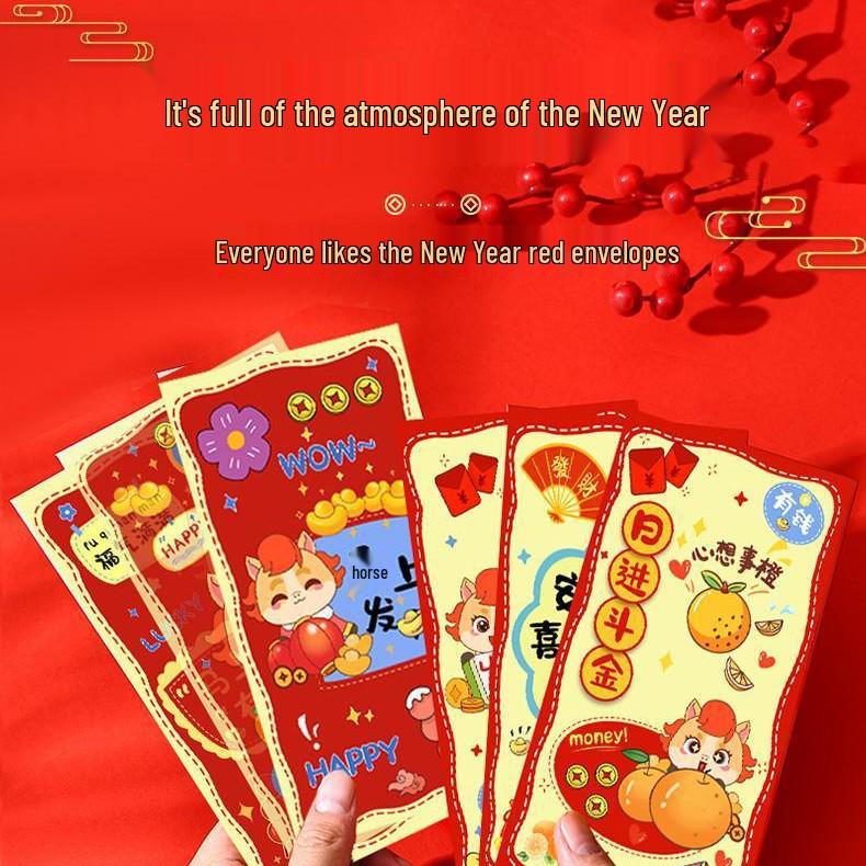 Welcome 2026 with Cute Horse-Themed Cartoon Red Envelopes for the New Year Spring Festival