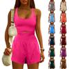 Женские облегающие спортивные модные однотонные комбинезоны с высокой талией, шорты для йоги
