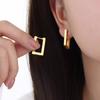 Gold Geometric Square Rectangular Ear Buckle Women's Simple Cold Earrings High-end Earrings Stud Earrings