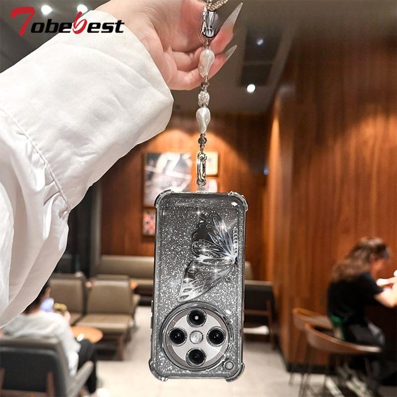 Лазерный ударопрочный чехол-браслет с гальваническим покрытием и блестками для OPPO Find X8 Pro X8S Plus X7 Ultra силиконовый чехол