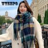 Checked Scarf for Female Students In Winter with Thickened Warm Shawl
