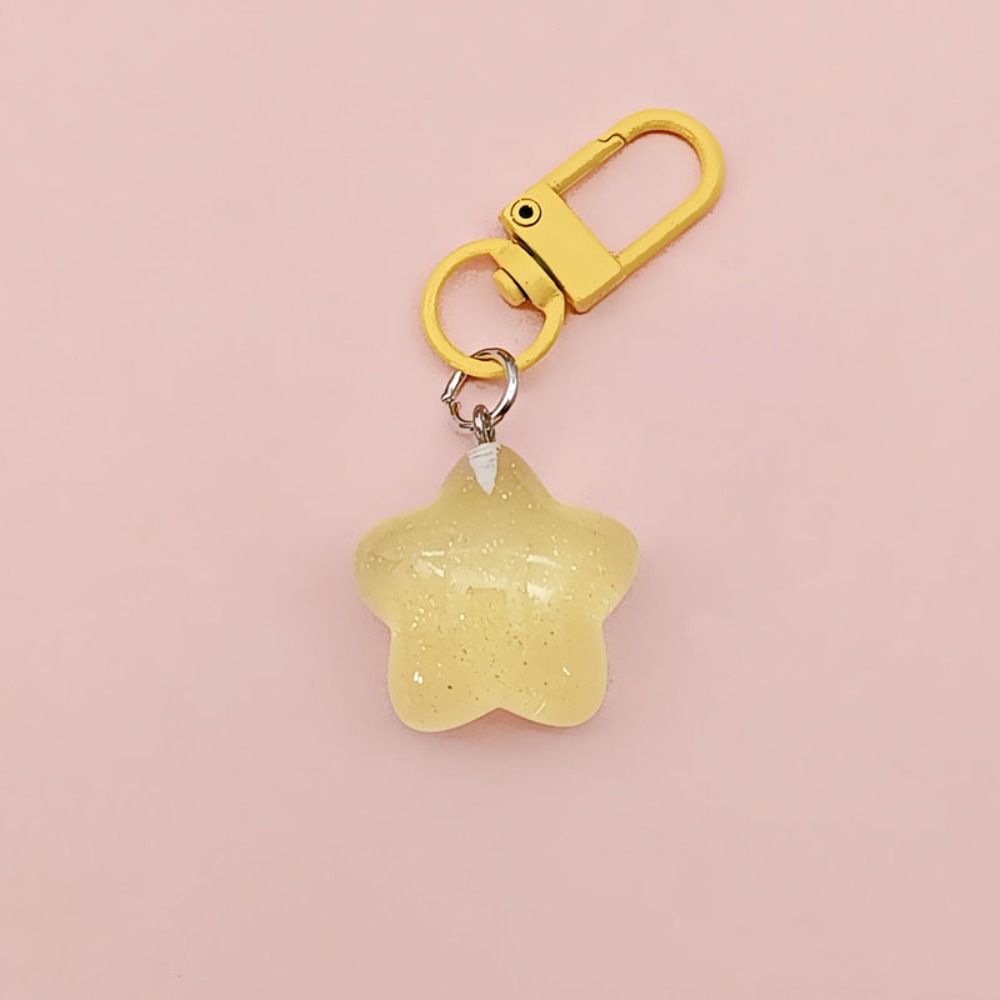 5pcs Resin Chubby Star Keychain noctilucent Backpack Pendant Friendship Stars Keychain Girls Gifts