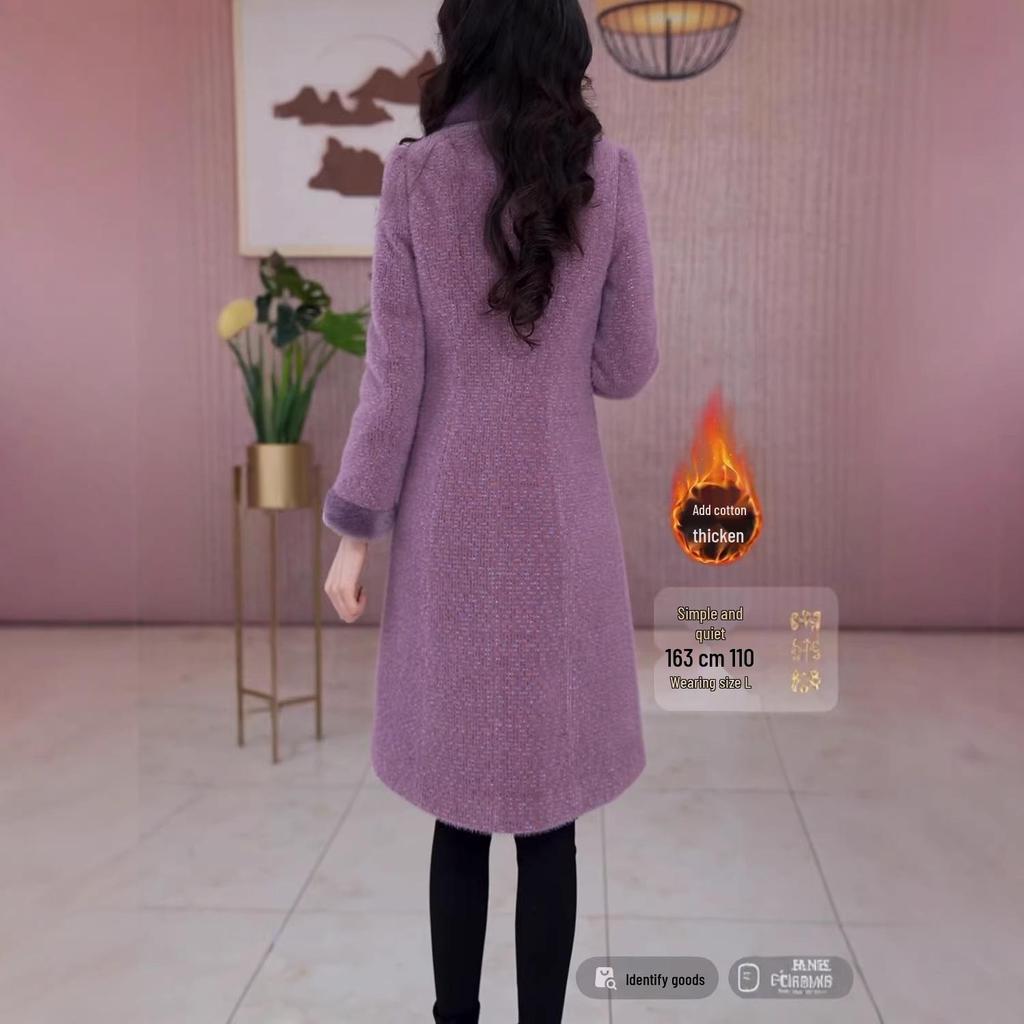 2026 Winter Elegant Slim Fit Cotton-Padded Woolen Coat - Versatile, Age-Reducing, Mid-Length Jacket