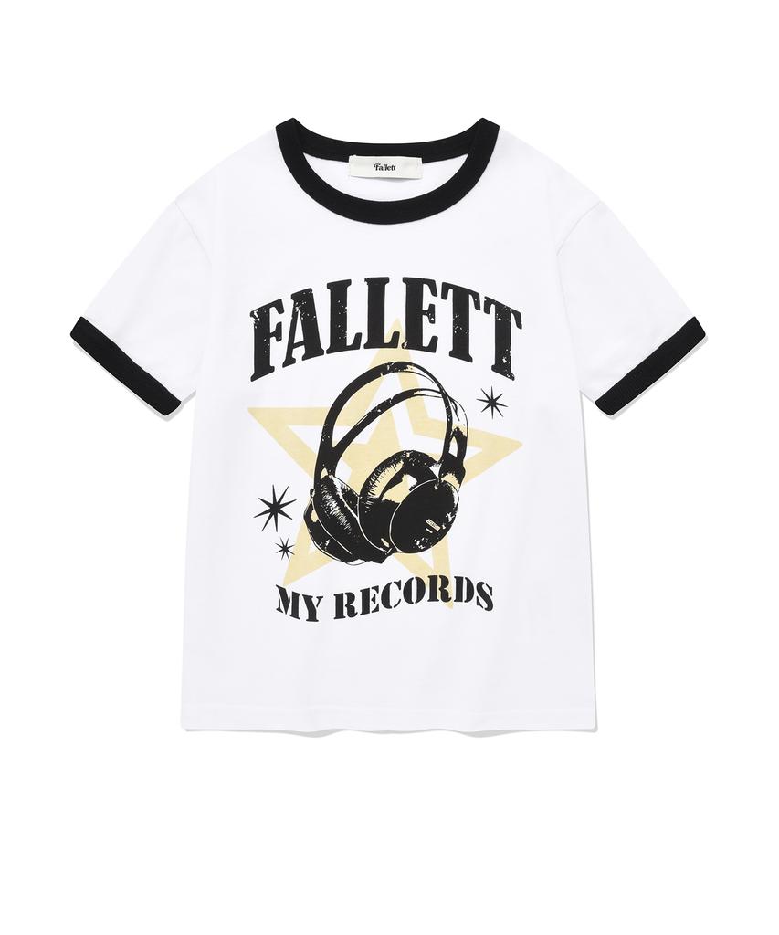 FALLETT My Record Ringer Short Sleeve T-Shirt White