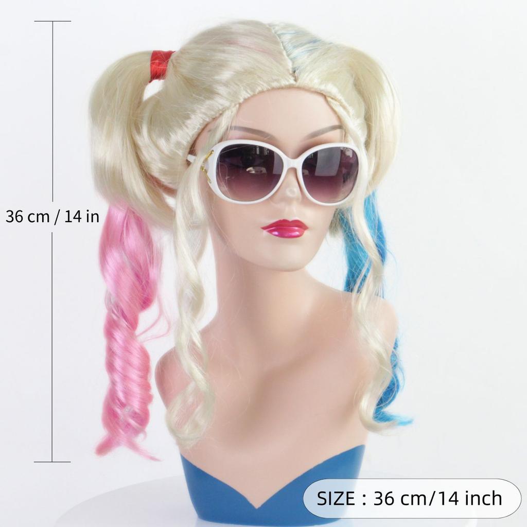 Косплей персонажа фильма Харли Квинн Высококачественный синтетический парик День смеха Хэллоуин Рождество