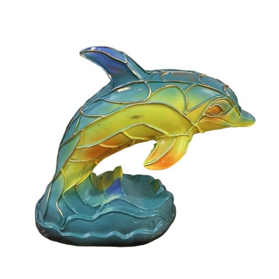 Animal Ornament Night Light Cat Lamp Stained Glass Resin Statue Decorative Desk Lamp Home Desktop Decor