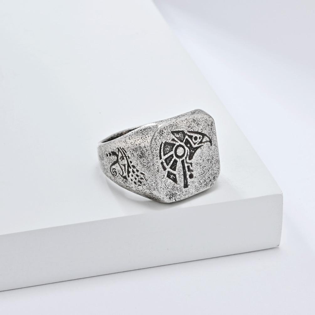 Винтажное кольцо из титановой стали с изображением египетского фараона Гора, бога неба, для мужчин, модное литературное тотемное покровительствующее украшение, аксессуар для мужчин в стиле хип-хоп