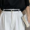 Adjustable Female Korean Vintage Trouser Dress Decoration Leather Belt Thin Waistband Metal  Buckle