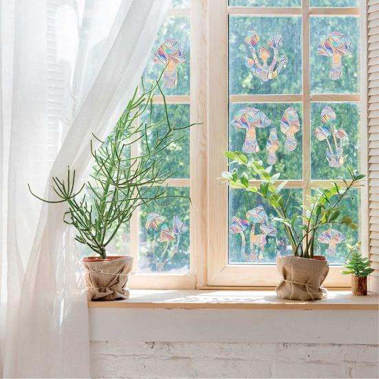 2 Sheets Rainbow Window Clings to Prevent Bird Strikes Decorative Prism Static Decals Butterfly Flower Heart Star Moon Shape Anti-Collision Stickers