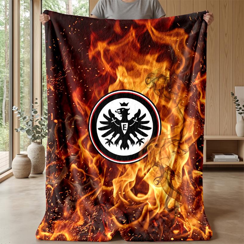 Eintracht Frankfurt Football Print Flannel Blanket, Soft Warm Lightweight Throw Blanket for Sofa Bed Camping