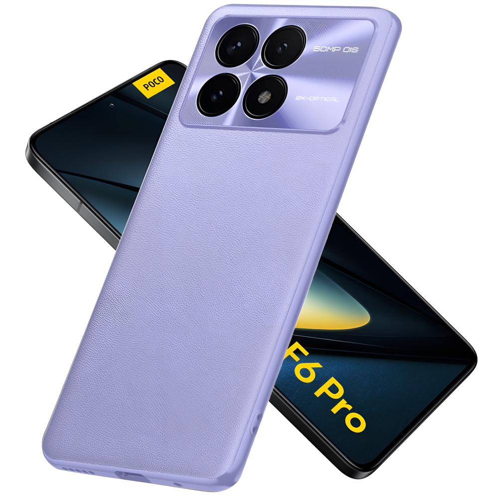 Leather case for Xiaomi Poco F6 Pro, leather hybrid, purple