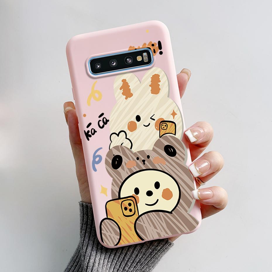 Case For Samsung Galaxy S10 S 10 Plus S10E Phone Cover Cute Rabbit Panda Painted Soft TPU Coque For Samsung S10 S10+ S10E Funda