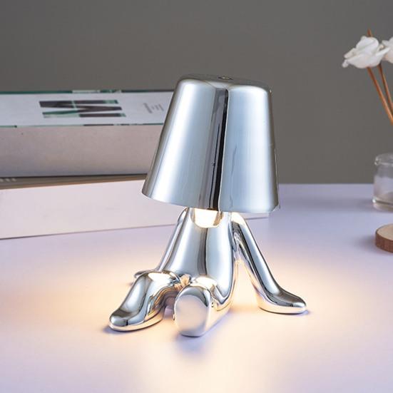 Настольная лампа в виде статуи золотого человека с USB-зарядкой, 3 цвета, регулируемая яркость, сенсорное управление, настольная лампа для дома, спальни, прикроватная декоративная светодиодная лампа для сна