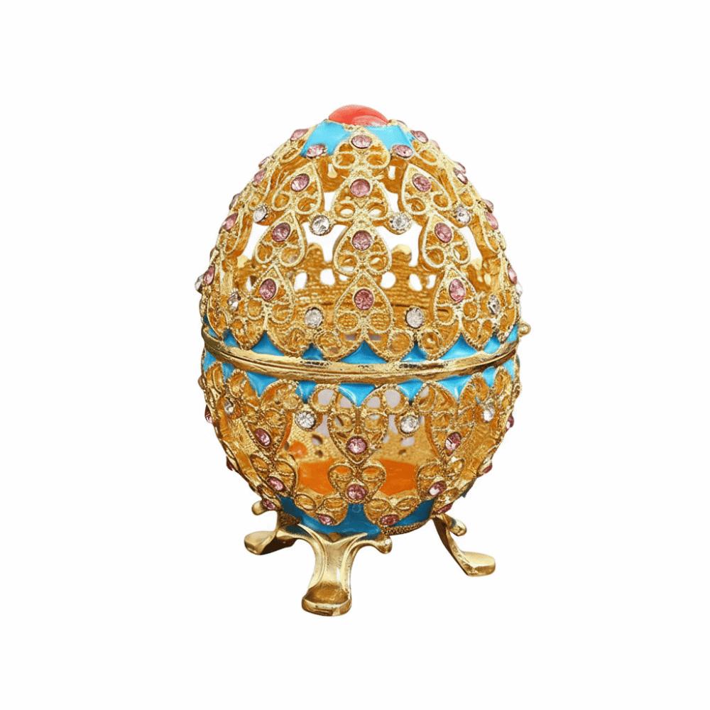Enamel Color Jewelry Box Alloy Material Hollow Design Egg-Shaped Box Inlaid Gem Inlaid Diamond Storage Jar Earrings Storage