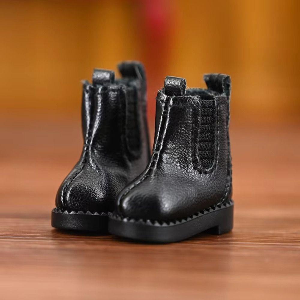 1Pair Pretend Play Ob11 Doll High Top Shoes Casual Shoes Black Brown Doll Leather Shoes Boots Cute Outfit Handmade