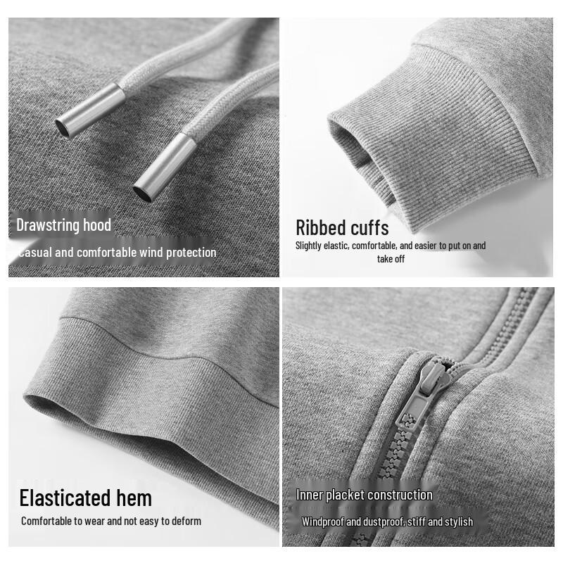 Baleno Men's Heavyweight American Casual Zip-up Hoodie