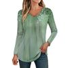 Womens Long Sleeve Tops V Neck Shirts Casual  Flower Print Basic Trendy Tee Blouses Fall Tunic Outfits Fitted T Shirts