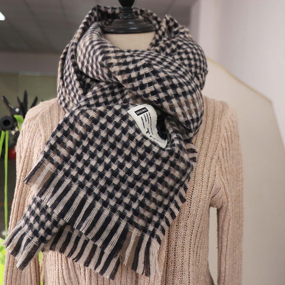 Thicken Men's Plaid Scarf Korean Checkered Scarf High Quality Winter Plaid Scarf  Males