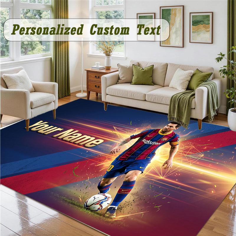 Crystal Velvet Square Rug Custom NameLionel Messi Pattern Non Slip Home Floor Decor Rug